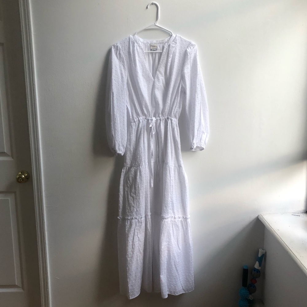 White tiered maxi dress